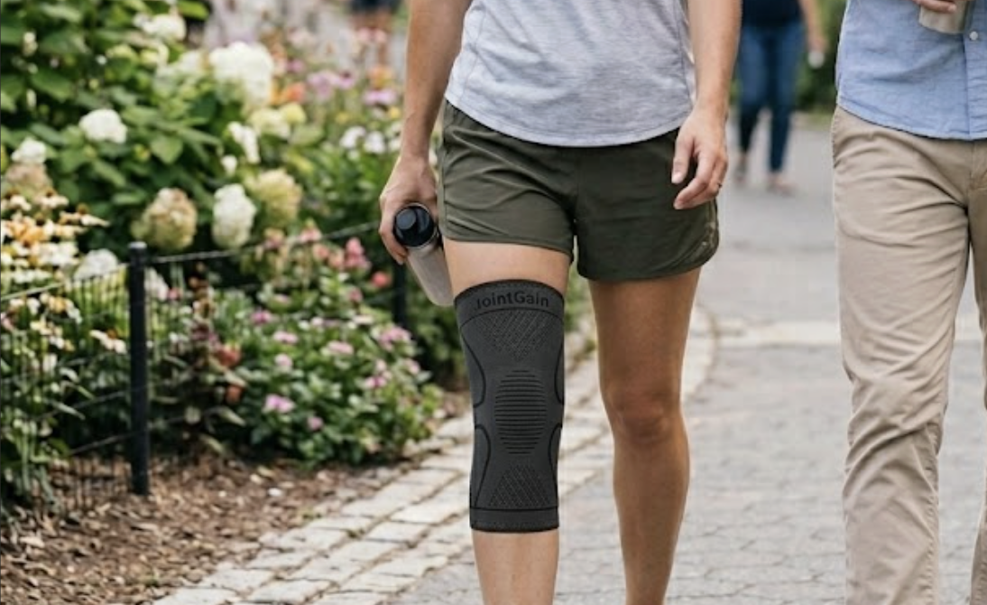 Órtese Suavelle Essencial usada durante uma caminhada